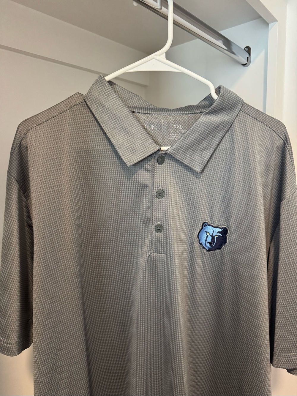 Antigua Grey Memphis Grizzlies Embroidered Polo